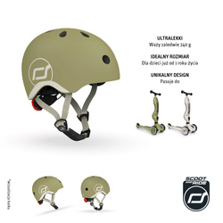 SCOOTANDRIDE - Kask XXS-S dla dzieci 1-5 lat Olive