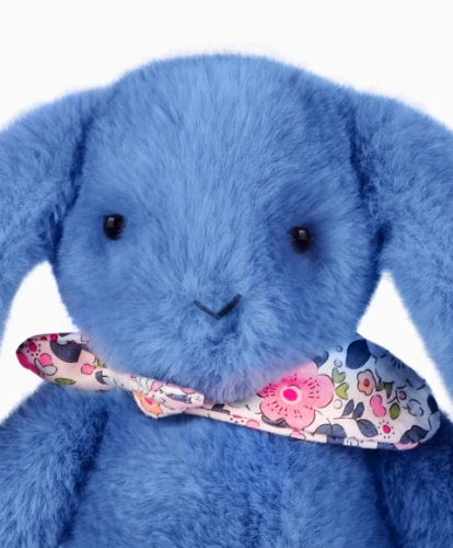 DOUDOU ET COMPAGNIE - pluszowy królik Lapin Fleurette, 25 cm, niebieski