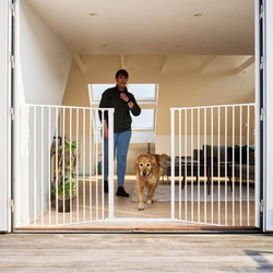 DogSpace - Rocky L – bardzo wysoka, przykręcana bramka dla psa, biała (90-221cm)