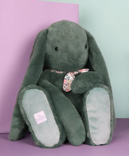DOUDOU ET COMPAGNIE - pluszowy królik Lapin Fleurette, 50 cm, zielony eukaliptusowy