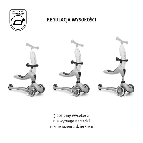 SCOOTANDRIDE - Highwaykick 1 Push and Go 2w1 Jeździk i hulajnoga z rączką do prowadzenia 1-5 lat Mocha