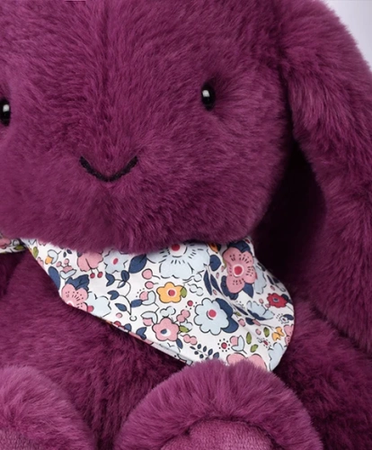 DOUDOU ET COMPAGNIE - pluszowy królik Lapin Fleurette, 35 cm, śliwka