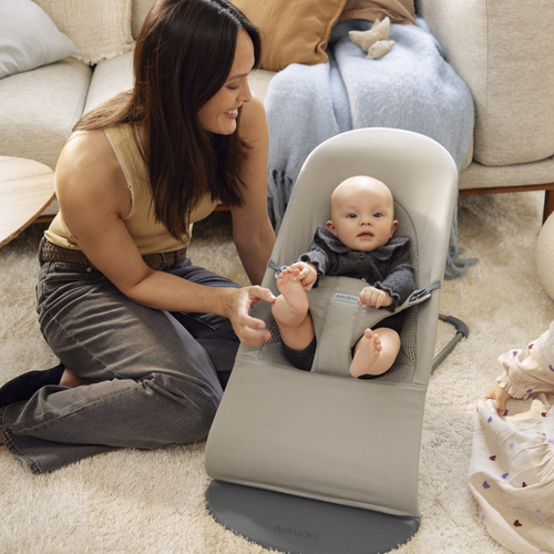 BABYBJORN - leżaczek BLISS WOVEN/JERSEY Tri Fabric, Piaskowoszary