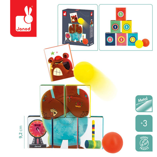 Janod - Metalowe puszki do zbijania Niedźwiedź Applepop 3+