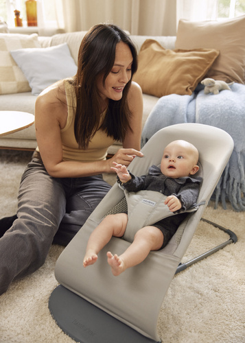 BABYBJORN - leżaczek BLISS WOVEN/JERSEY Tri Fabric, Piaskowoszary