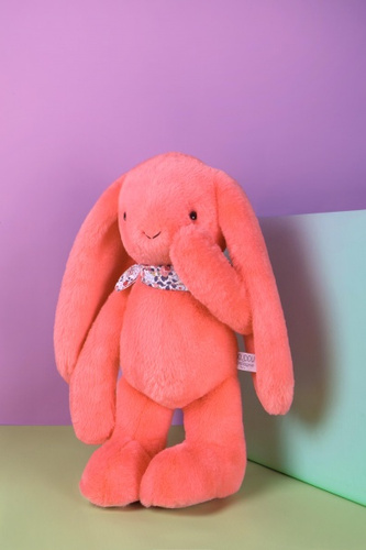 DOUDOU ET COMPAGNIE - pluszowy królik Lapin Fleurette, 50 cm, koral