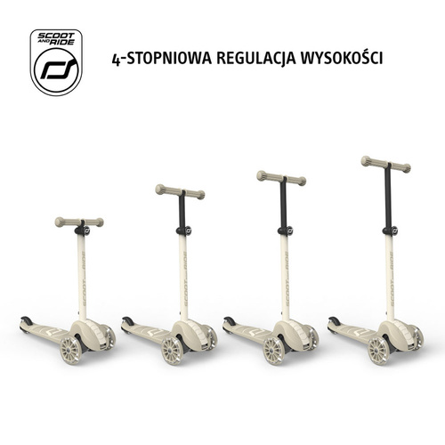SCOOTANDRIDE - Highwaykick 3S - hulajnoga z systemem sterowania 2w1 i kółkami LED składana 3+, ash