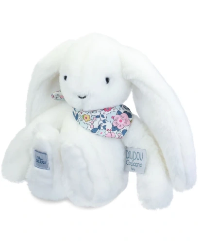 DOUDOU ET COMPAGNIE - pluszowy królik Lapin Fleurette, 25 cm, biały
