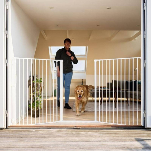 DogSpace - Rocky L – bardzo wysoka, przykręcana bramka dla psa, biała (90-221cm)
