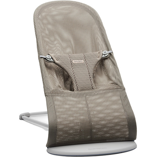 BABYBJORN - leżaczek BLISS MESH, szarobeżowy + zabawka Soft Friends