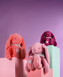 DOUDOU ET COMPAGNIE - pluszowy królik Lapin Fleurette, 50 cm, koral