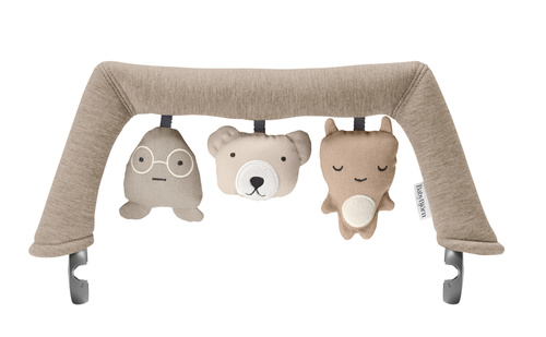 BABYBJORN - leżaczek BLISS MESH, szarobeżowy + zabawka Soft Friends